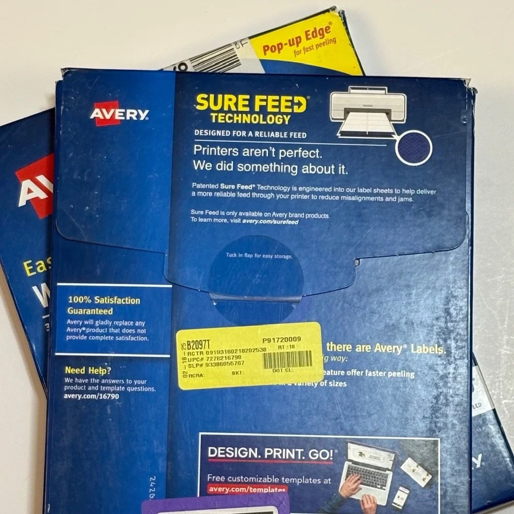 Avery Easy Peel White Address Labels 1x2 5/8 3750 Labels 125 Sheets Laser Inkjet